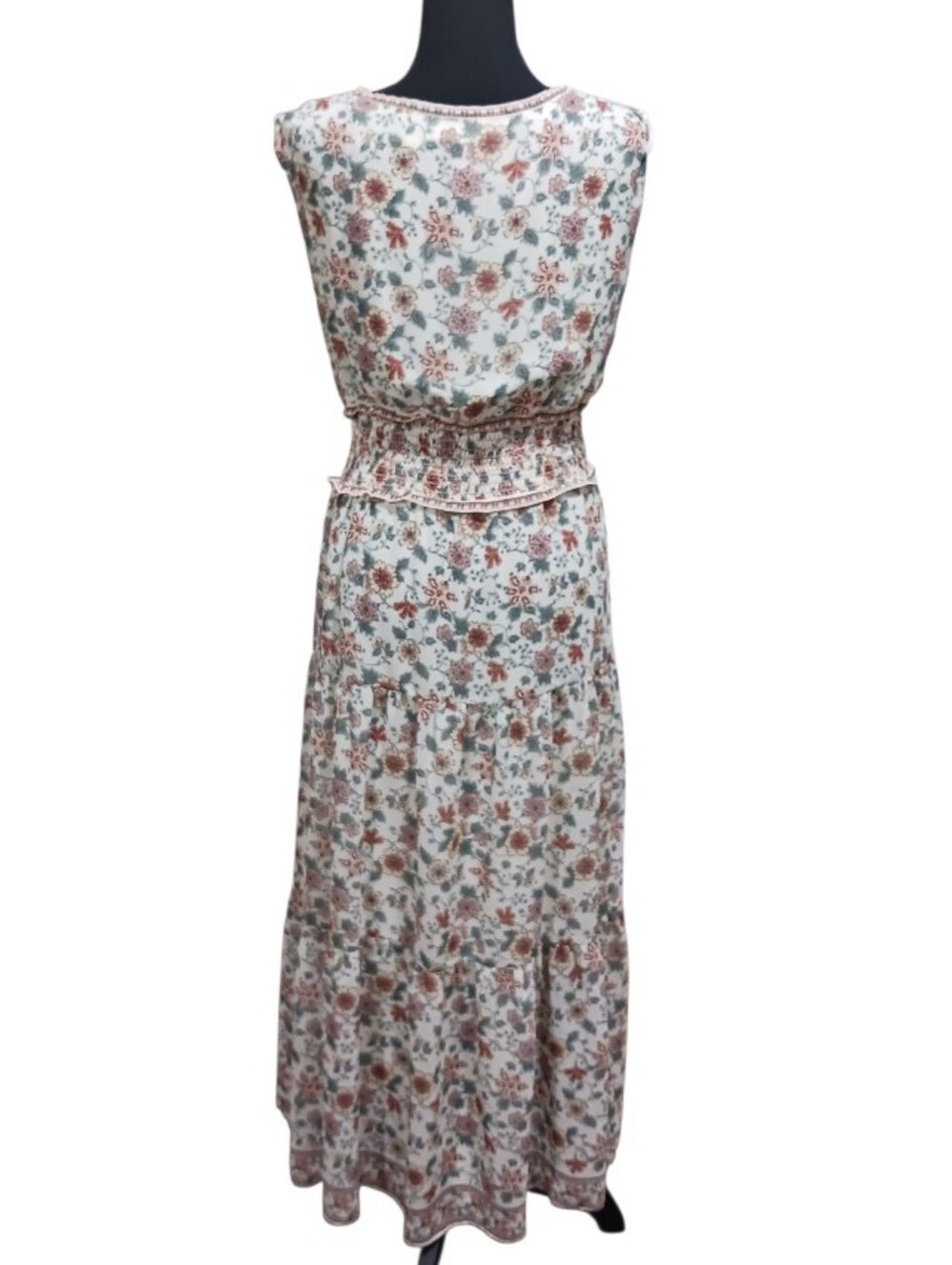 Max Studio Tiered Midi Dress Floral Surplice Neck Cottage - Picture 3 of 9